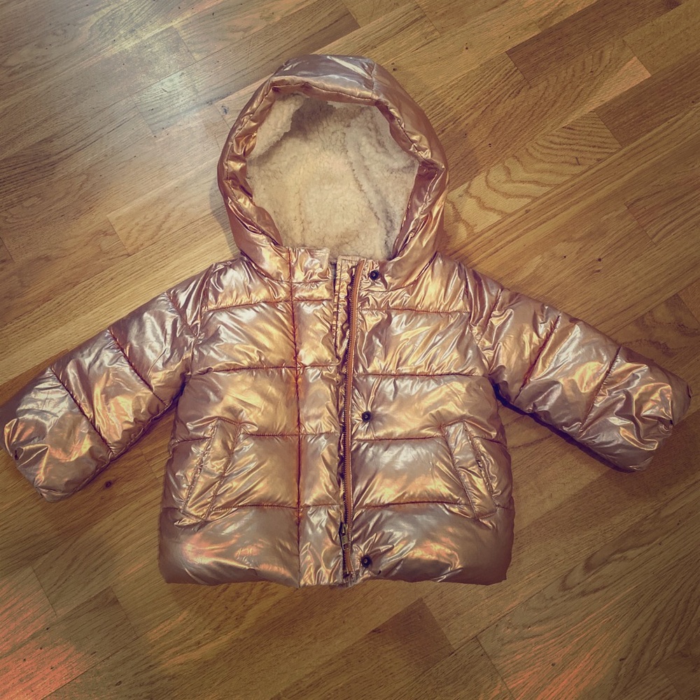 Rose gold toddler puffy coat